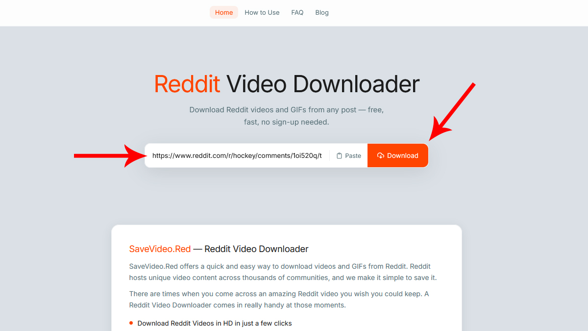 Paste the Reddit Link